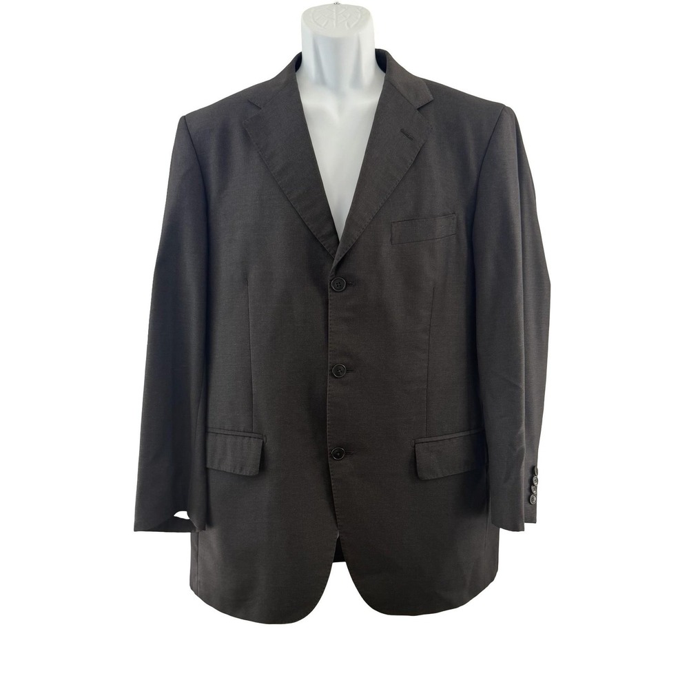 Suit Jacket Mens IT 52 US 42 Gray Wool Loro Piana Tasmanian Notch Lapel Italy